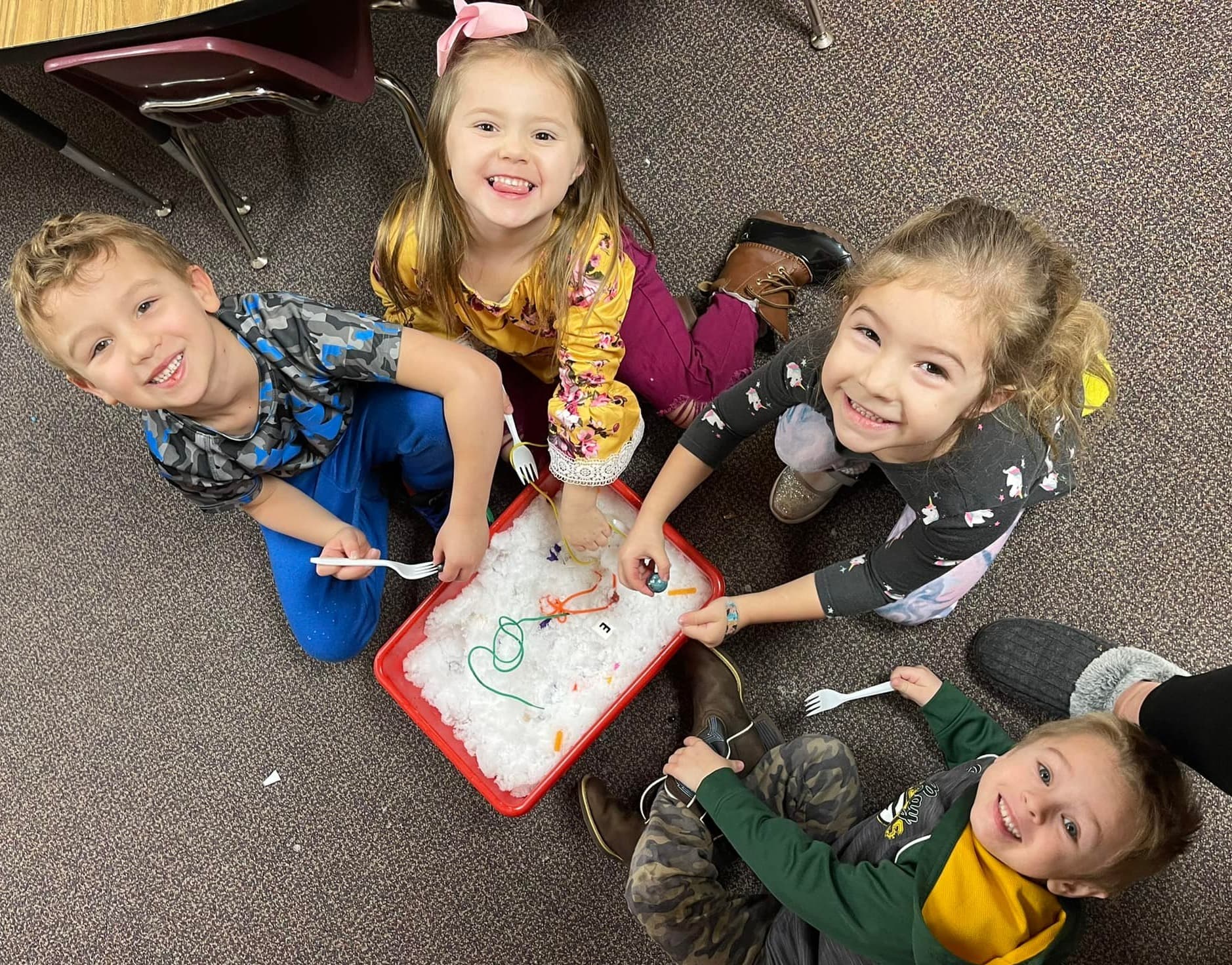 Creation Station children exploring a hands-on classroom activity